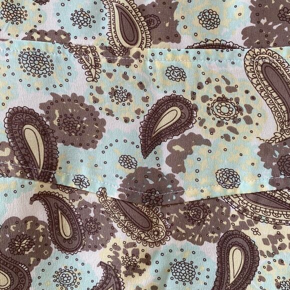 Anthropologie Isabella Bird 100% Silk Paisley Print Short Cutout Sleeve Dress - Picture 15 of 16